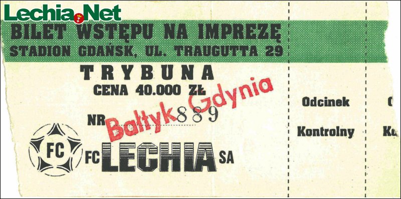 Bilet z meczu Lechia-Bałtyk Gdynia
