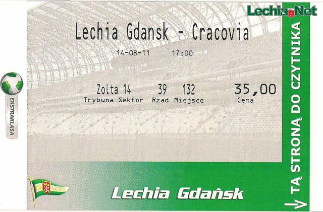 Bilet z meczu Lechia-Cracovia