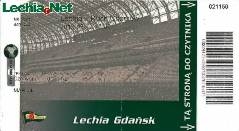 Bilet z meczu Lechia-Ruch Chorzów