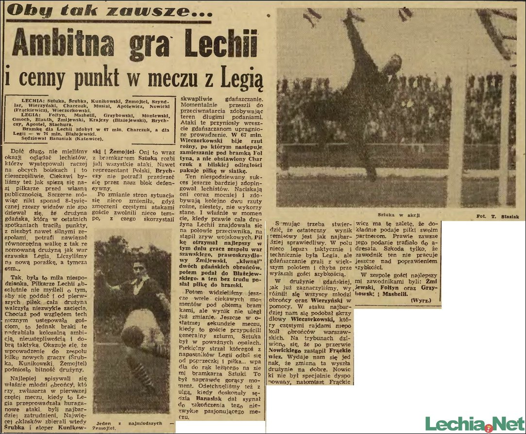 1962.11.05.Ambitna gra Lechii i cenny punkt w meczu z Legią