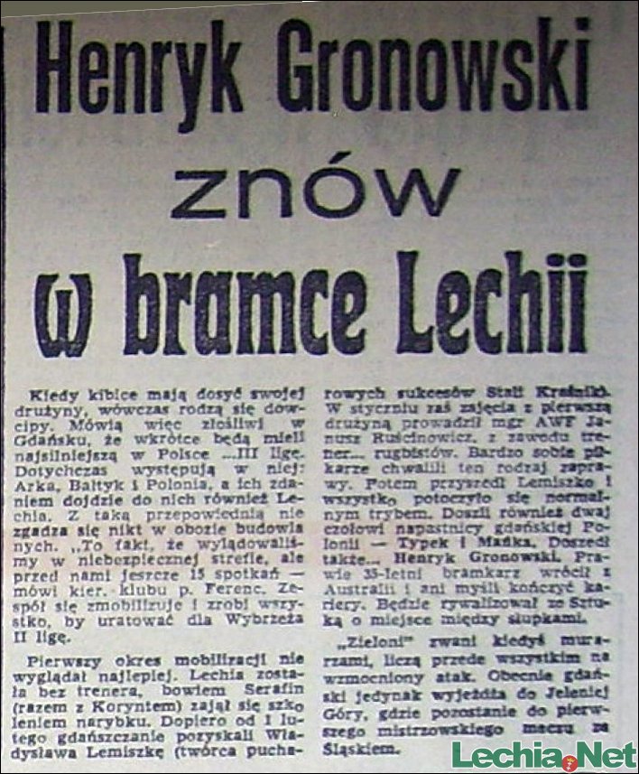 1964.02.28.H.Gronowski znów w bramce Lechii