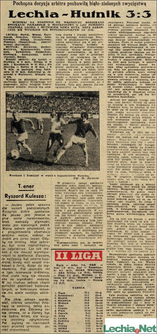 Relacja prasowa z meczu Lechia Gdańsk–Hutnik Kraków 3:3