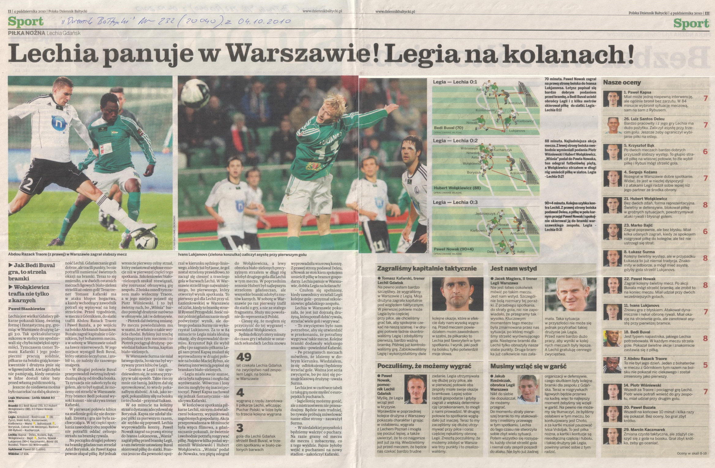 Relacja prasowa z meczu Legia Warszawa-Lechia