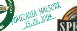 Bilet z sezonu 2003-2004 z meczu 2004.06.23.Lechia Gdańsk-Pomezania Malbork