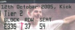 Bilet z sezonu 2005-2006 z meczu 2005.10.12.Anglia-POLSKA