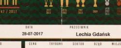 Bilet z sezonu 2017-2018 ze spotkania 2017.07.28.Śląsk Wrocław-Lechia Gdańsk
