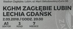 Bilet z sezonu 2017-2018 ze spotkania 2018.03.02.Zagłębie Lubin-Lechia Gdańsk