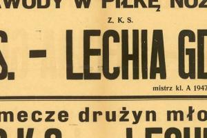 Plakat z sezonu 1947 ze spotkania 1947.07.13 Lechia Gdańsk-PKS Szczecin