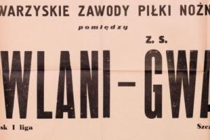 Plakat z sezonu 1952 ze spotkania 1952.03.23.Gwardia Szczecin-Budowlani Gdańsk