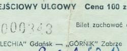 Bilet z sezonu 1984-1985 ze spotkania 1984.11.18.Lechia Gdańsk-Górnik Zabrze