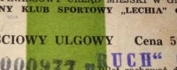 Bilet z sezonu 1985-1986 ze spotkania 1985.10.06.Lechia Gdańsk-Ruch Chorzów