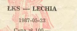 Bilet z sezonu 1986-1987 ze spotkania 1987.05.23.ŁKS Łódź-Lechia Gdańsk