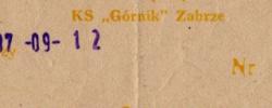 Bilet z sezonu 1987-1988 ze spotkania 1987.09.12.Górnik Zabrze-Lechia Gdańsk