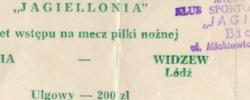 Bilet z sezonu 1987-1988 ze spotkania 1988.03.12.Jagiellonia Białystok-Widzew Łódź