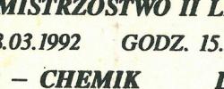 Bilet z sezonu 1991-1992 ze spotkania 1992.03.08.Chemik Police-Lechia Gdańsk