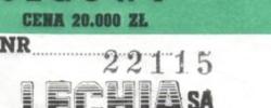 Bilet z sezonu 1992-1993 ze spotkania 1992.09.26.Lechia Gdańsk-GKS Tychy