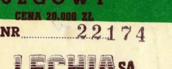 Bilet z sezonu 1993-1994 ze spotkania 1993.09.25.Lechia Gdańsk-GKS Tychy