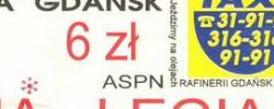 Bilet z sezonu 1995-1996 ze spotkania 1995.09.17.Lechia Gdańsk-Legia Warszawa