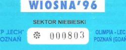Bilet z sezonu 1995-1996 ze spotkania 1996.05.05.Lech Poznań-Lechia Gdańsk