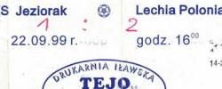 Bilet z sezonu 1999-2000 ze spotkania 1999.09.22.Jeziorak Iława-Lechia Gdańsk