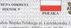 Bilet z sezonu 2000-2001 z meczu 2000.10.11.POLSKA-Walia
