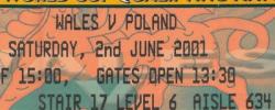 Bilet z sezonu 2000-2001 z meczu 2001.06.02.Walia-POLSKA