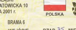 Bilet z sezonu 2001-2002 z meczu 2001.09.01.POLSKA-Norwegia