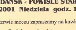Bilet z sezonu 2001-2002 z meczu 2001.09.30.Lechia Gdańsk-Powiśle Stary Targ