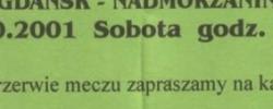Bilet z sezonu 2001-2002 z meczu 2001.10.27.Lechia Gdańsk-Nadmorzanin Stegna