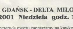 Bilet z sezonu 2001-2002 z meczu 2001.11.11.Lechia Gdańsk-Delta Miłoradz