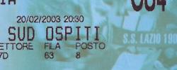 Bilet z sezonu 2002-2003 z meczu 2003.02.20.SS Lazio-Wisła Kraków
