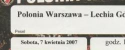 Bilet z sezonu 2006-2007 z meczu 2007.04.07.Polonia Warszawa-Lechia Gdańsk
