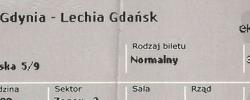 Bilet z sezonu 2008-2009 z meczu 2008.10.03.Arka Gdynia-Lechia Gdańsk