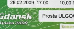 Bilet z sezonu 2008-2009 z meczu 2009.02.28.Lechia Gdańsk-Śląsk Wrocław