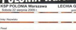 Bilet z sezonu 2008-2009 z meczu 2009.04.18.Polonia Warszawa-Lechia Gdańsk
