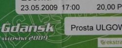 Bilet z sezonu 2008-2009 z meczu 2009.05.23.Lechia Gdańsk-Wisła Kraków