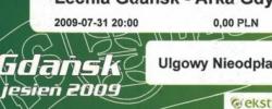 Bilet z sezonu 2009-2010 ze spotkania 2009.07.31.Lechia Gdańsk-Arka Gdynia