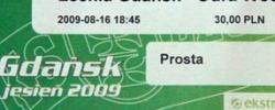 Bilet z sezonu 2009-2010 ze spotkania 2009.08.16.Lechia Gdańsk-Odra Wodzisław