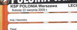 Bilet z sezonu 2009-2010 ze spotkania 2009.08.22.Polonia Warszawa-Lechia Gdańsk