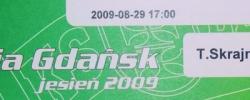 Bilet z sezonu 2009-2010 ze spotkania 2009.08.29.Lechia Gdańsk-Śląsk Wrocław