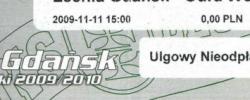 Bilet z sezonu 2009-2010 ze spotkania 2009.11.11.Lechia Gdańsk-Odra Wodzisław