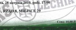 Bilet z sezonu 2010-2011 ze spotkania 2010.08.28.Lechia Gdańsk-Śląsk Wrocław