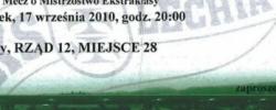 Bilet z sezonu 2010-2011 ze spotkania 2010.09.17.Lechia Gdańsk-Cracovia