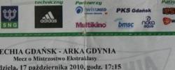 Bilet z sezonu 2010-2011 ze spotkania 2010.10.17.Lechia Gdańsk-Arka Gdynia