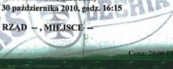 Bilet z sezonu 2010-2011 ze spotkania 2010.10.30.Lechia Gdańsk-Korona Kielce