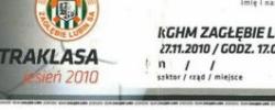 Bilet z sezonu 2010-2011 ze spotkania 2010.11.27.Zagłębie Lubin-Lechia Gdańsk