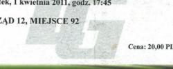 Bilet z sezonu 2010-2011 ze spotkania 2011.04.01.GKS Bełchatów-Lechia Gdańsk