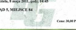Bilet z sezonu 2010-2011 ze spotkania 2011.05.08.Lechia Gdańsk-Wisła Kraków