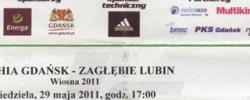 Bilet z sezonu 2010-2011 ze spotkania 2011.05.29.Lechia Gdańsk-Zagłębie Lubin
