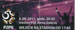 Bilet z sezonu 2011-2012 ze spotkania 2011.09.06.POLSKA-NIEMCY